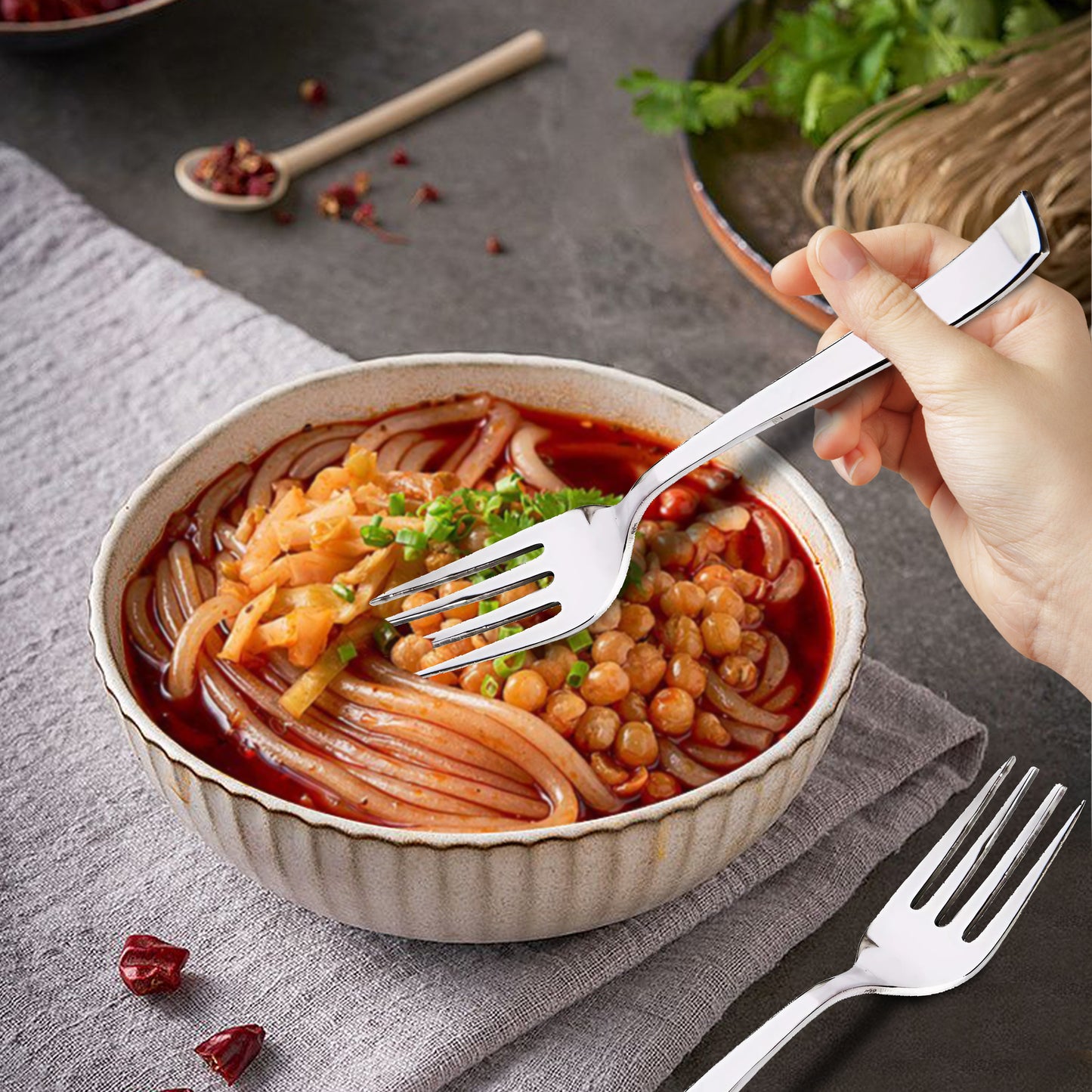 6-Piece Stainless Steel Table Fork Set | Fruit & Dining Forks, 18 cm, Silver