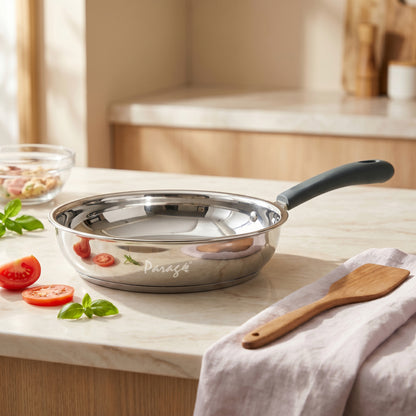 Stainless Steel Frying Pan 24 cm Deep Fry Pan | Induction & Gas Stove Compatible Cookware | 3-Layer Thick Bottom Fry Pan | 1500 ml Healthy Cooking Pan For Kitchen Daily Use