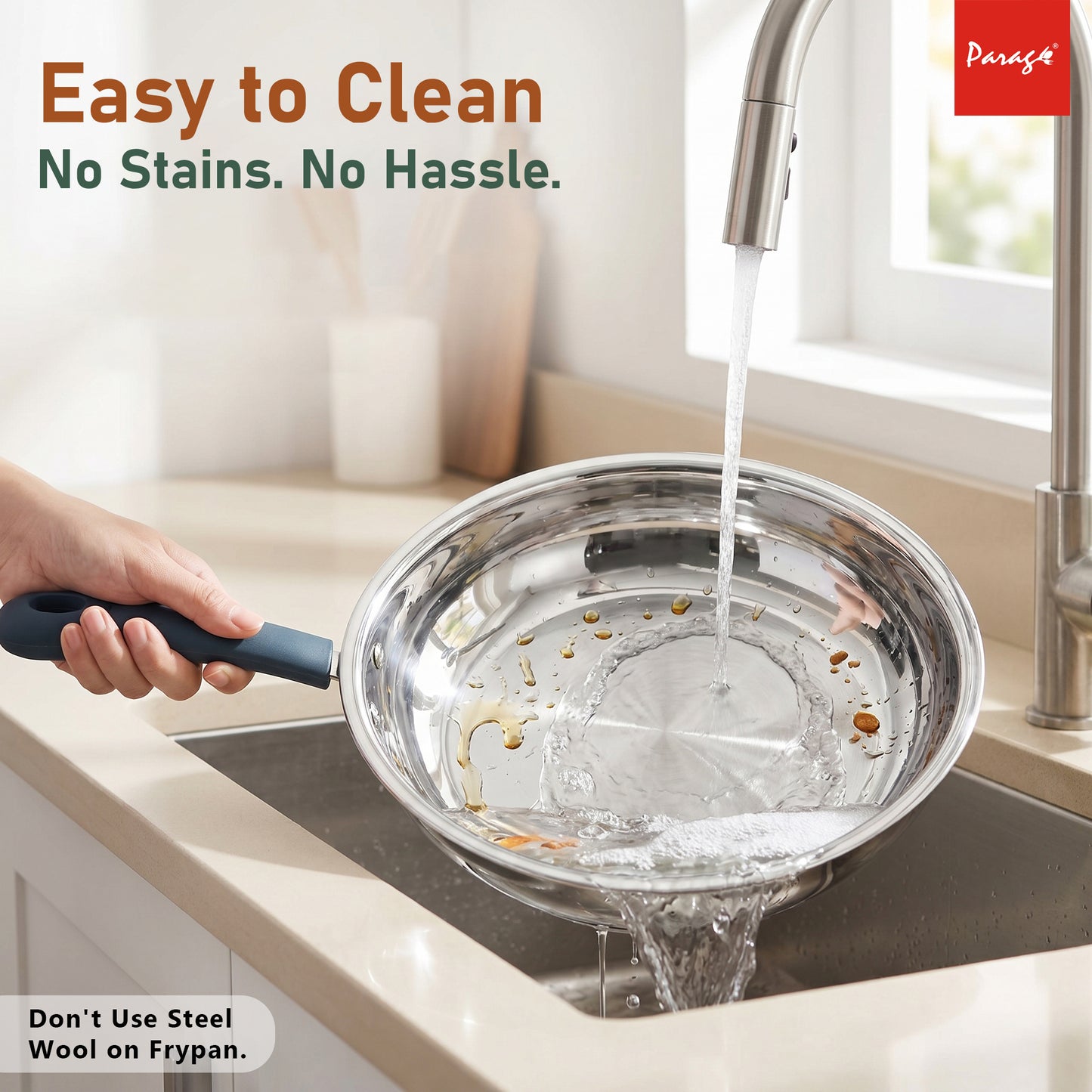Stainless Steel Frying Pan 24 cm Deep Fry Pan | Induction & Gas Stove Compatible Cookware | 3-Layer Thick Bottom Fry Pan | 1500 ml Healthy Cooking Pan For Kitchen Daily Use
