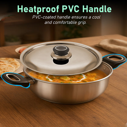 Fiesta Stainless Steel Cookware Set | Kadai, Fry Pan, Sauce Pan | Induction & Gas Compatible
