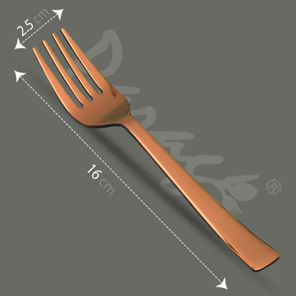 6-Piece Stainless Steel Rose Gold Forks Set | 16cm Premium Dinner Forks for Home & Kitchen - Luxury Gift Set of 6