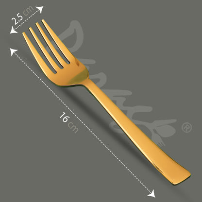 6pcs Gold Stainless Steel Dinner Fork Set, 16cm Premium Cutlery for Home, Kitchen & Gifting