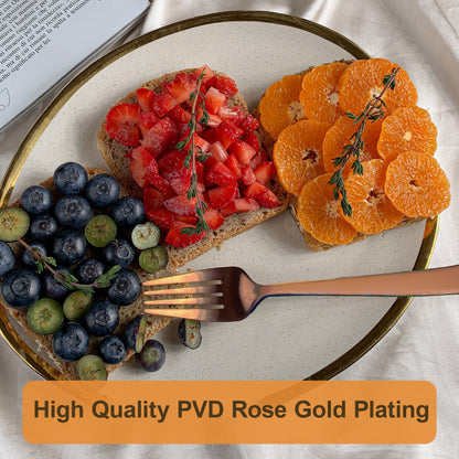 6-Piece Stainless Steel Rose Gold Forks Set | 18.5cm Premium Dining Cutlery - Luxury Table Forks for Home & Kitchen, Gift Set of 6