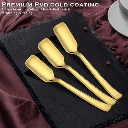 6-Piece Stainless Steel Gold Ice Cream Spoon Set | 13.5cm, Food Grade, Durable & Stylish