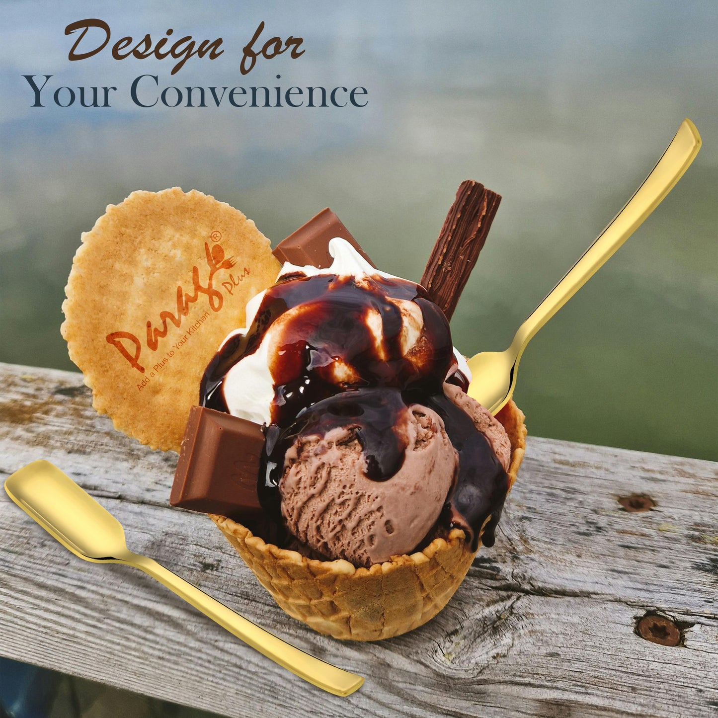6-Piece Stainless Steel Gold Ice Cream Spoon Set | 13.5cm, Food Grade, Durable & Stylish