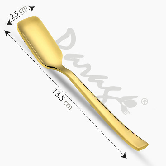 6-Piece Stainless Steel Gold Ice Cream Spoon Set | 13.5cm, Food Grade, Durable & Stylish