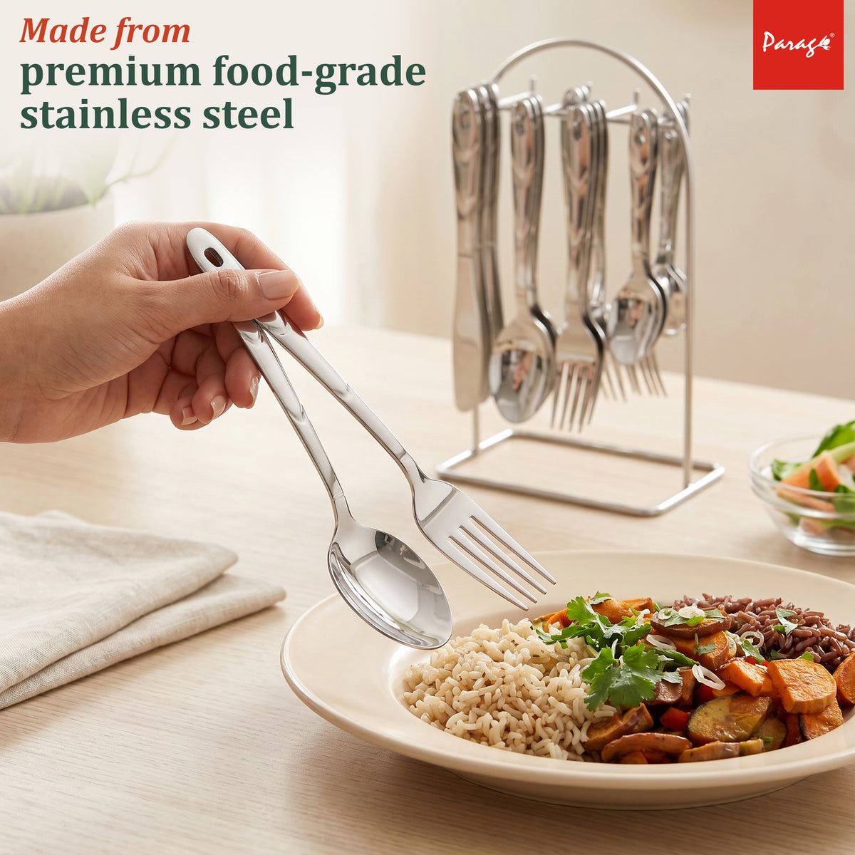 Parage Stainless Steel 1.6mm Cutlery Set with 24 Pcs Spoons, Forks & Knives Glory – Parage