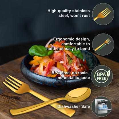 24pc Stainless Steel Golden Cutlery | Spoons Forks | Dining