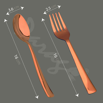 12-Piece Stainless Steel Rose Gold Cutlery Set | 6 Dinner Spoons & 6 Dinner Forks, Premium PVD Flatware for Home & Kitchen