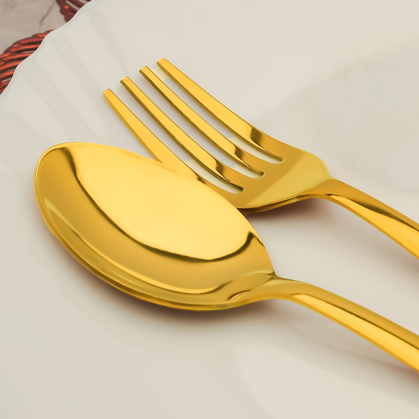 24pc Stainless Steel Golden Cutlery | Spoons Forks | Dining