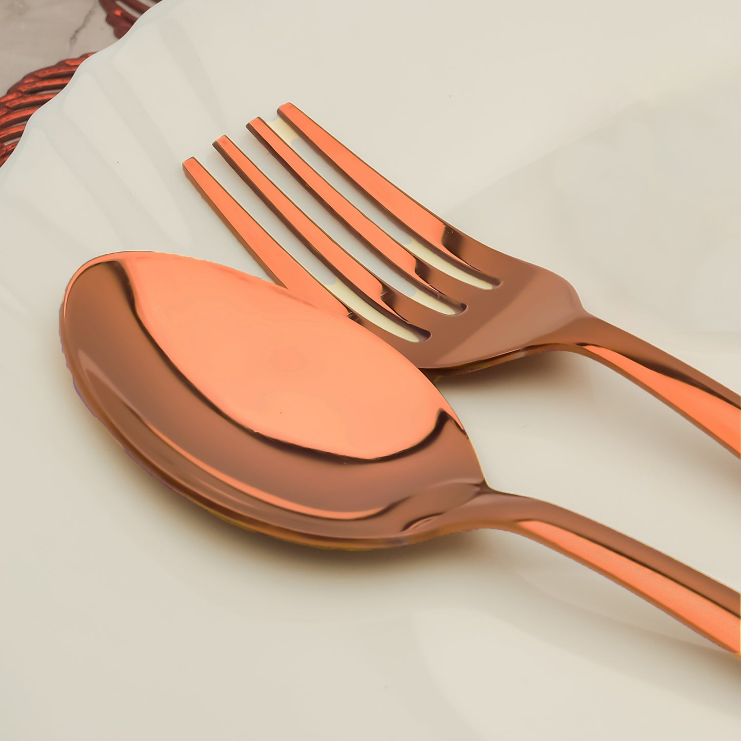 24pc Stainless Steel Rose Gold Cutlery | Spoons Forks | Dining