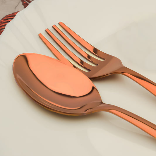 24pc Stainless Steel Rose Gold Cutlery | Spoons Forks | Dining