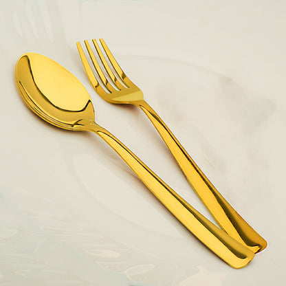 12pc Stainless Steel Golden Cutlery | 19cm Spoons & Forks | Dining