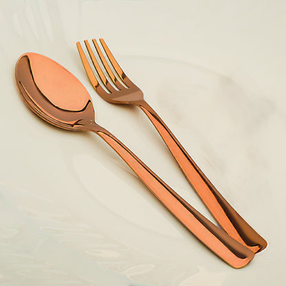 12-Piece Stainless Steel Rose Gold Cutlery Set | 6 Dinner Spoons & 6 Dinner Forks, Premium PVD Flatware for Home & Kitchen