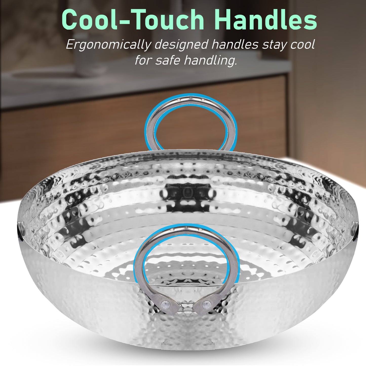 1-Piece Stainless Steel Hammered Kadhai | 2L Heavy Bottom for Cooking & Deep Frying, Gas Stove Friendly (Silver)