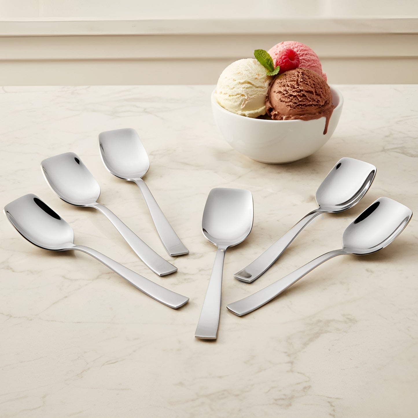 6-Piece Stainless Steel Ice Cream Spoon Set | 13.5cm, Food Grade, Durable & Stylish