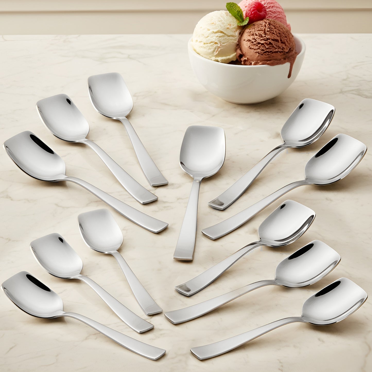 12-Piece Stainless Steel Ice Cream Spoon Set | 13.5cm, Food Grade, Durable & Stylish