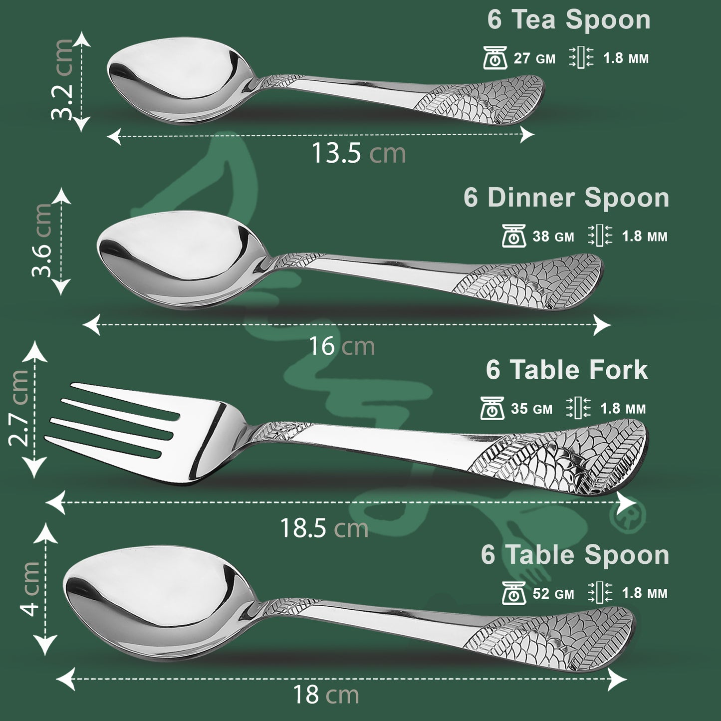 25-Piece Premium Stainless Steel Cutlery Set | Includes Spoons & Forks, Stand for Dining Table, Home & Gifting - Sapphire Imperial