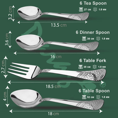 25-Piece Premium Stainless Steel Cutlery Set | Includes Spoons & Forks, Stand for Dining Table, Home & Gifting - Sapphire Imperial