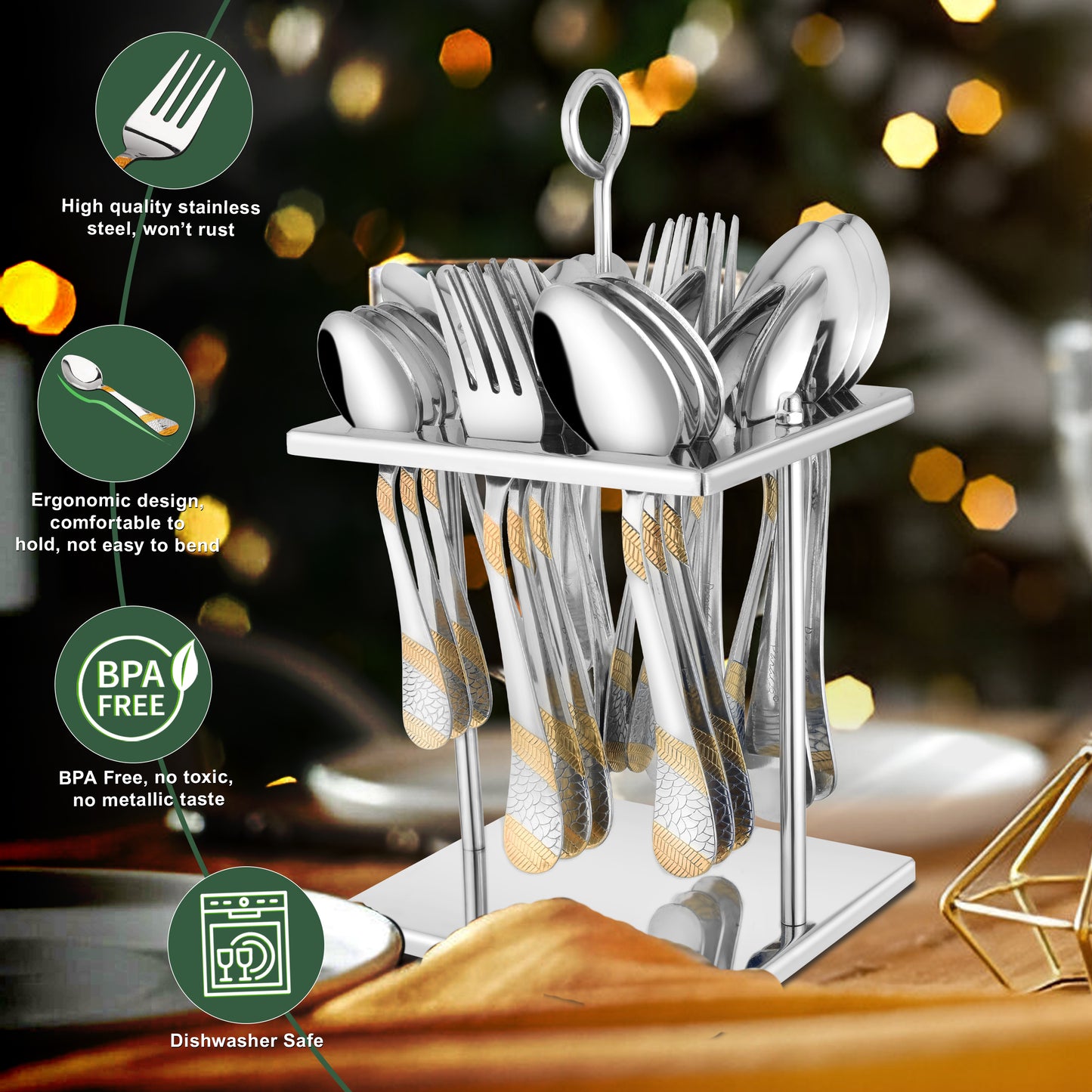 Cutlery Set | Stainless Steel | Golden | 24K Gold Plated