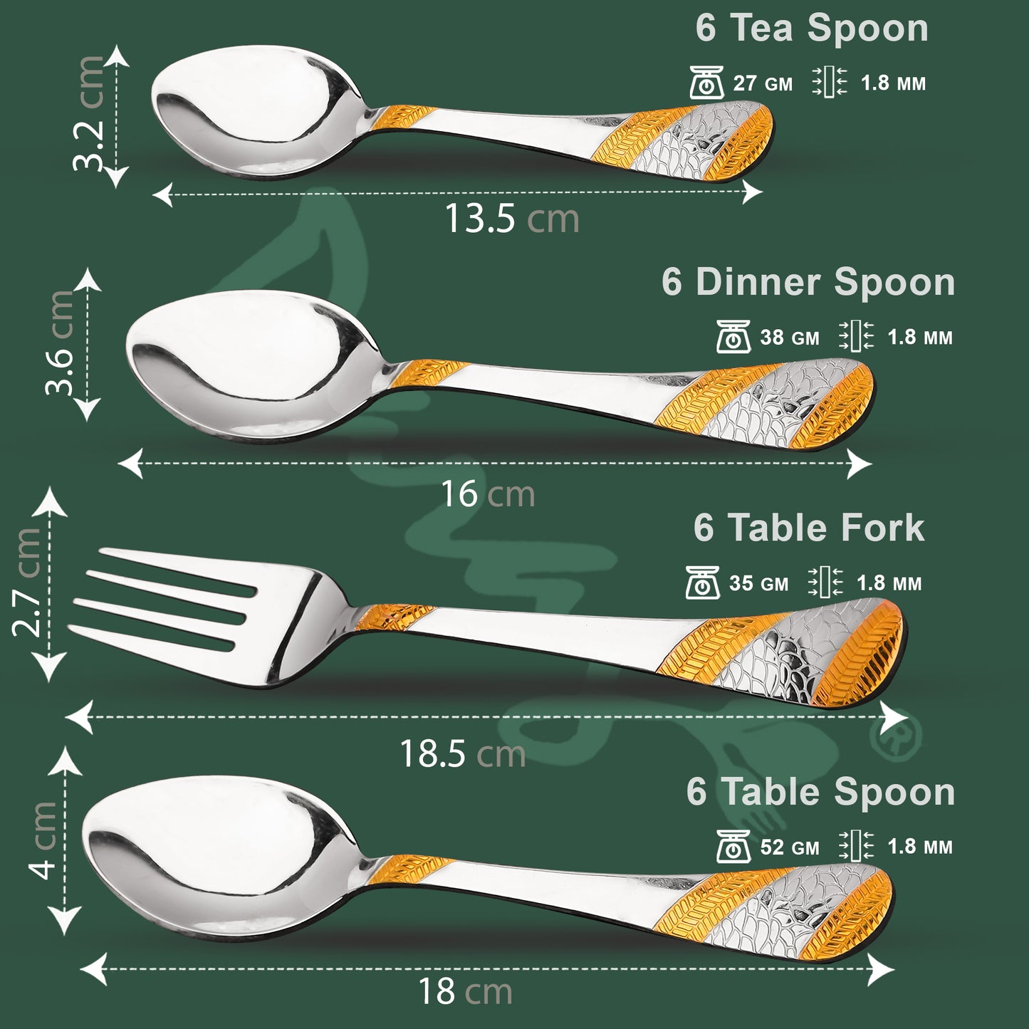 Cutlery Set | Stainless Steel | Golden | 24K Gold Plated