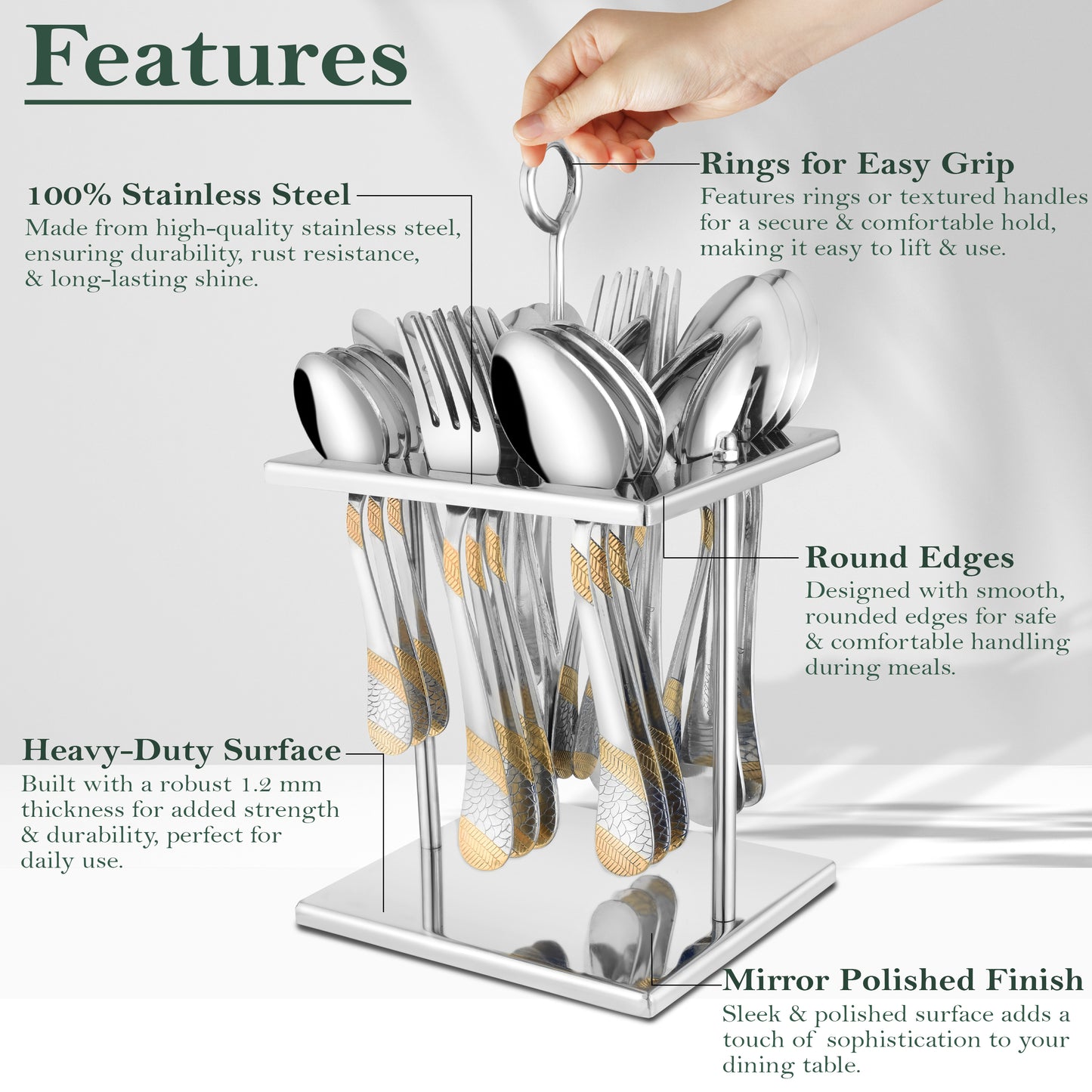Cutlery Set | Stainless Steel | Golden | 24K Gold Plated