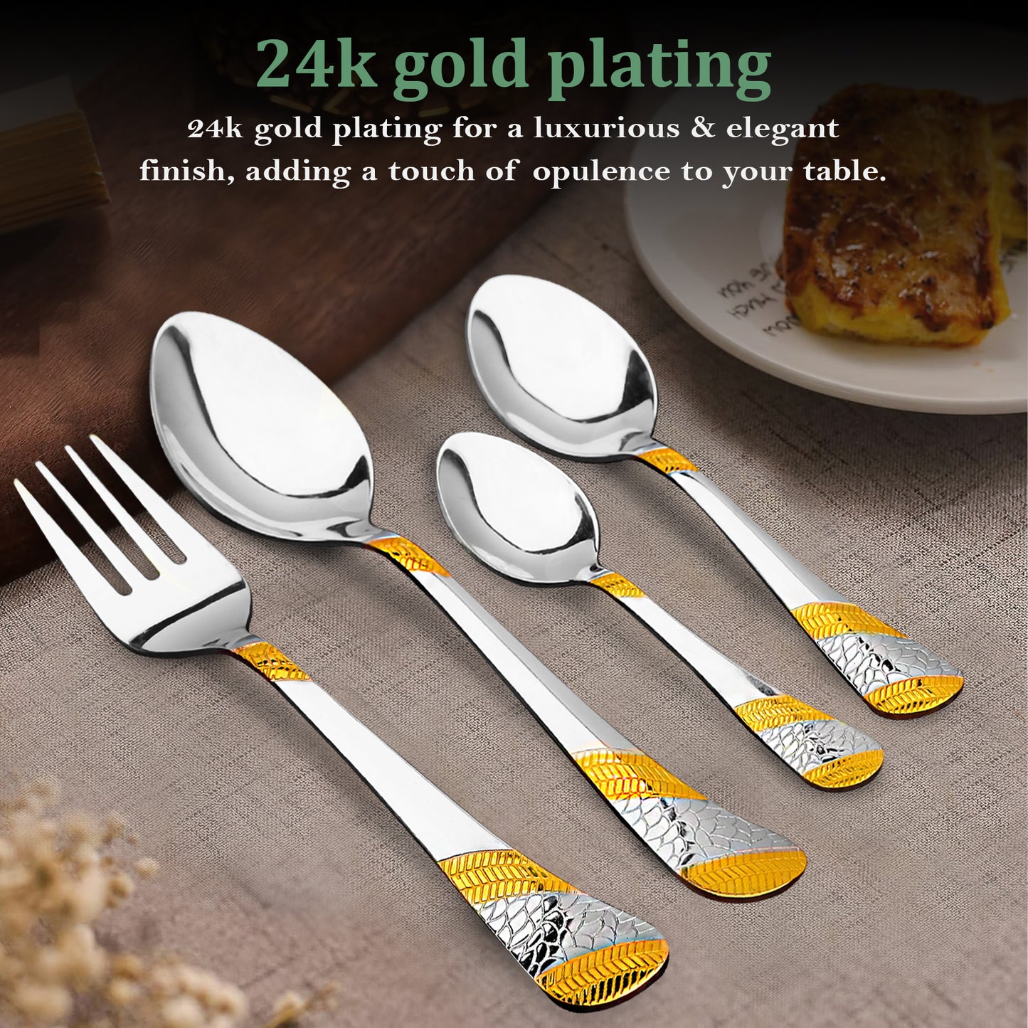 Cutlery Set | Stainless Steel | Golden | 24K Gold Plated
