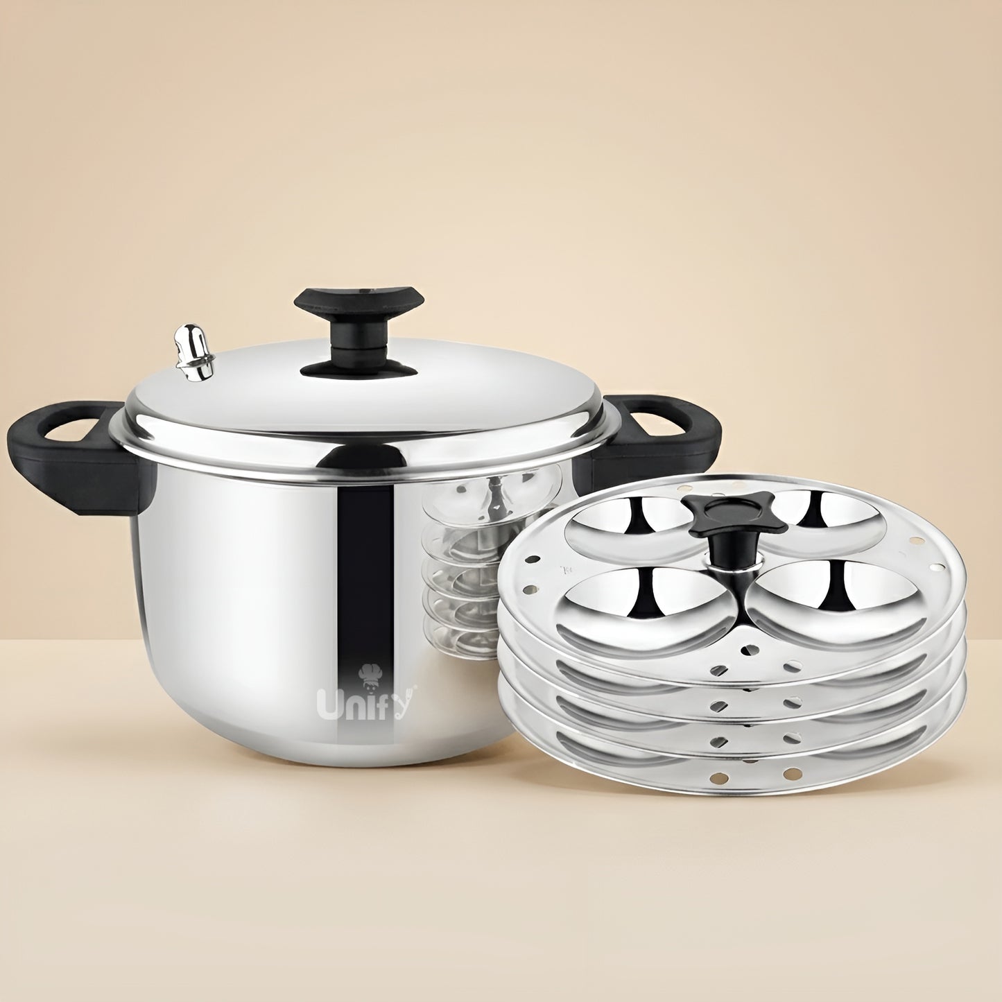 Stainless Steel Idli Maker 4 Plates | Induction & Gas Compatible Idli Cooker | Heavy Gauge Steamer with Lid | 16 Idli Capacity | Durable, Rust-Resistant & Easy to Clean 2 Years Warranty