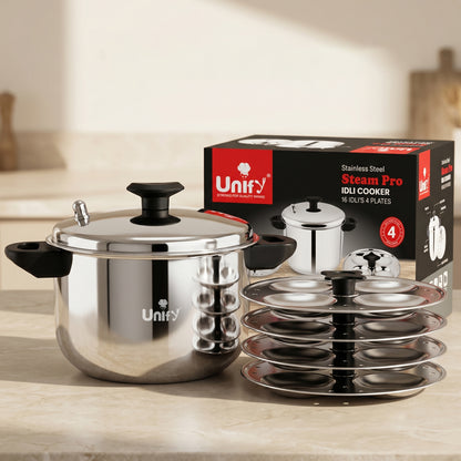 Idli Maker | 4 piece | Stainless Steel | Silver | 16 Idli Capacity