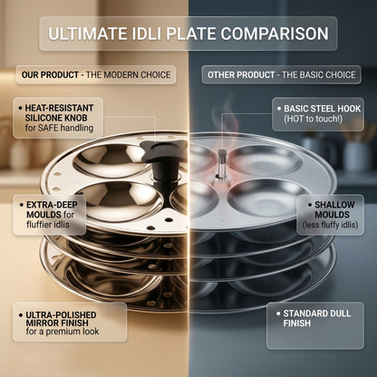 Stainless Steel Idli Maker 4 Plates | Induction & Gas Compatible Idli Cooker | Heavy Gauge Steamer with Lid | 16 Idli Capacity | Durable, Rust-Resistant & Easy to Clean 2 Years Warranty