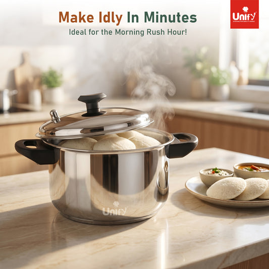 Stainless Steel Idli Maker 4 Plates | Induction & Gas Compatible Idli Cooker | Heavy Gauge Steamer with Lid | 16 Idli Capacity | Durable, Rust-Resistant & Easy to Clean 2 Years Warranty