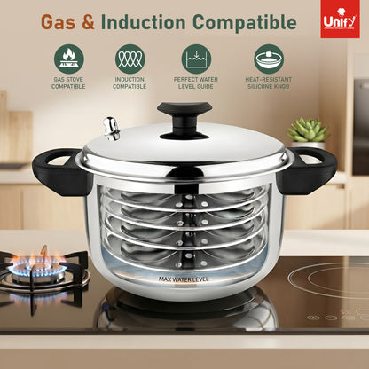 Stainless Steel Idli Maker 4 Plates | Induction & Gas Compatible Idli Cooker | Heavy Gauge Steamer with Lid | 16 Idli Capacity | Durable, Rust-Resistant & Easy to Clean 2 Years Warranty