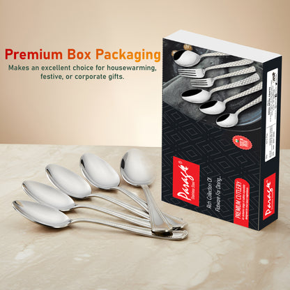 12 Pcs Stainless Steel Dinner Spoon Set | 15.5 cm Juhi Table Spoons Silver