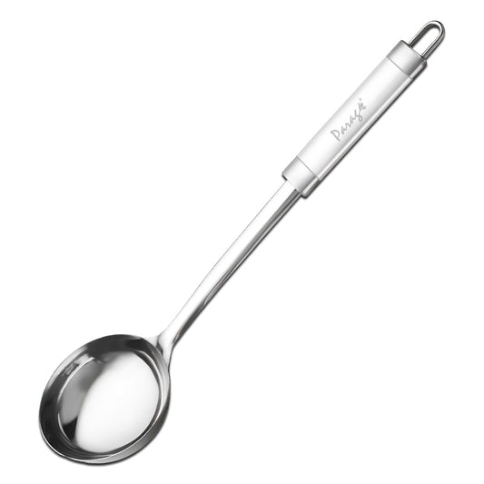 Stainless Steel Kitchen Ladle | 34.2cm Heavy-Duty Spoon for Cooking & Serving Gravies, Dal & Curries (Silver)