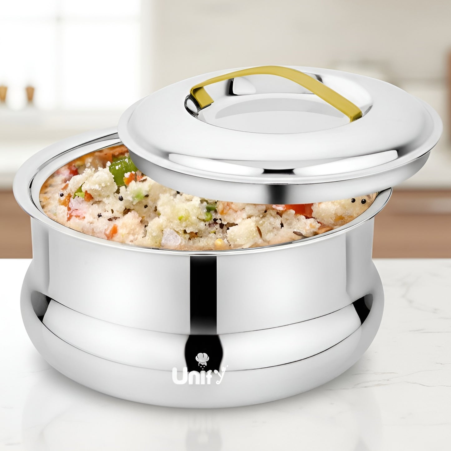 Lumia Stainless Steel Insulated Casserole 2200ml | 3-Layer Thermal Hot Pot, Mirror Finish