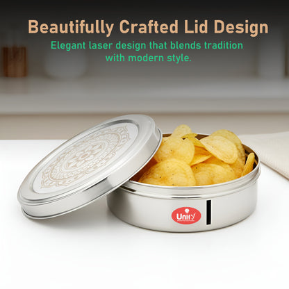 2 Pieces Stainless Steel Puri Dabba Set | Flat Canisters (900ML, 1200ML) | Airtight Dry Fruit, Masala, Snacks & Sweet Storage Containers | Premium Kitchen Storage & Gift Set