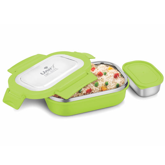 Stainless Steel Insulated Lunch Box 800ml | Leak-Proof, Airtight, Unbreakable Lid (Green)