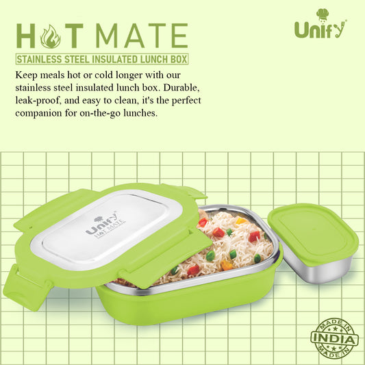 Stainless Steel Insulated Lunch Box 800ml | Leak-Proof, Airtight, Unbreakable Lid (Green)