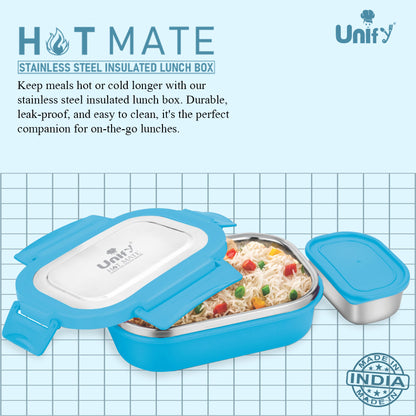 Stainless Steel Insulated Airtight Leak Proof Lunch Box, Unbreakable Lid, Ideal for Snacks, Tiffin for Kids, Lightweight - Perfect for Office, School, Picnic & Travelling (800 ml, Blue)