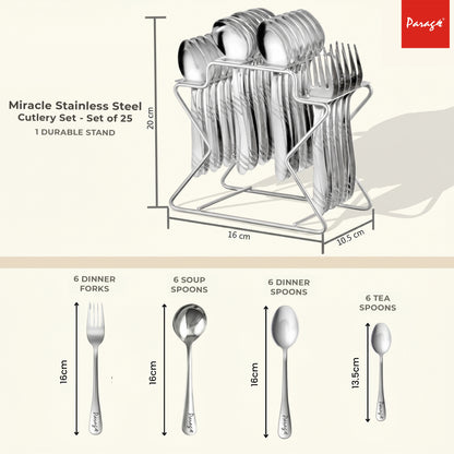 Cutlery Set 25 pcs Stainless Steel Silver Mirror Finish – Parage