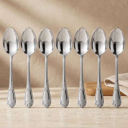 Dinner Spoon Set | 15.5 cm, 12 pcs | Stainless Steel | Silver