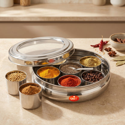 Spice Storage | 1200ml, 7 Container | Stainless Steel | Silver | Airtight
