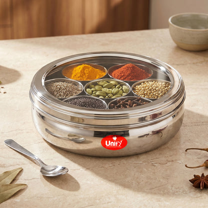 Spice Storage | 1200ml, 7 Container | Stainless Steel | Silver | Airtight