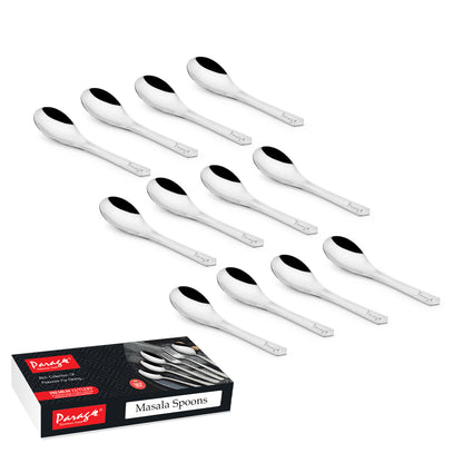 12 Pcs Stainless Steel Small Spoon Set | 9 cm Mini Masala & Spice Spoons
