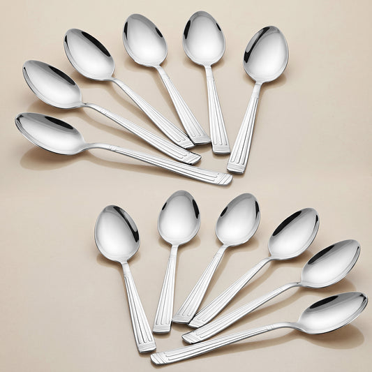 Dinner Spoon Set | 15.5 cm, 12 pcs | Stainless Steel | Silver