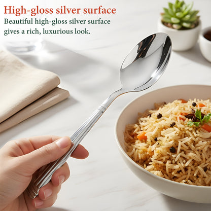 12 Pcs Stainless Steel Dinner Spoon Set | 15.5 cm Table Spoons Silver