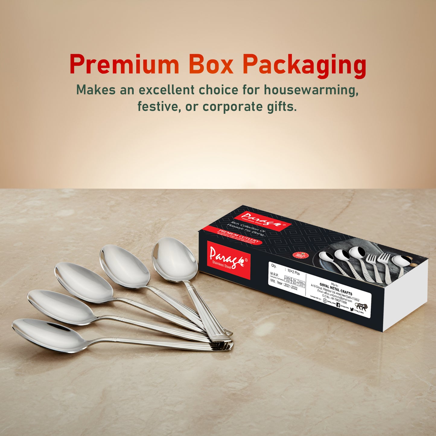 12 Pcs Stainless Steel Dinner Spoon Set | 15.5 cm Table Spoons Silver