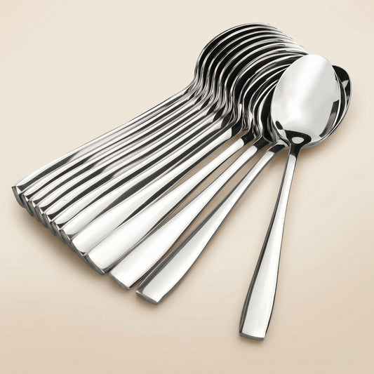 Dinner Spoon Set | 16 cm, 12 pcs | Stainless Steel | Silver | Mirror Finish