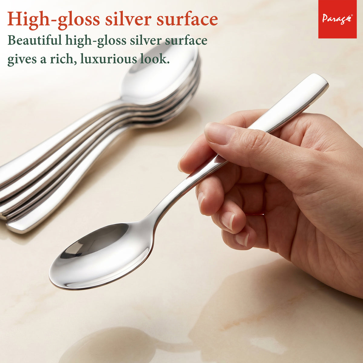 Dinner Spoon Set 16 cm, 12 pcs Stainless Steel Silver Mirror Finish – Parage