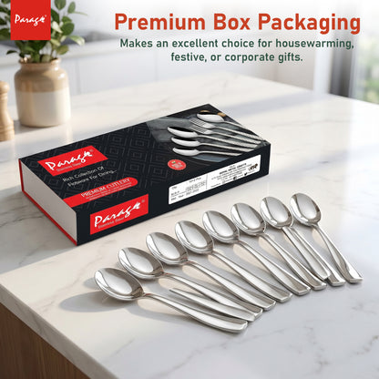 Dinner Spoon Set 16 cm, 12 pcs Stainless Steel Silver Mirror Finish – Parage